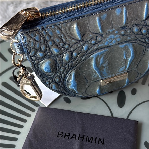 Brahmin Britt Serenity Ombré Melbourne Leather Crocodile Embossed Coin Pouch - Picture 3 of 10